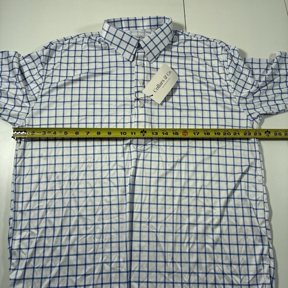 NEW Collars and Co. Dress Polo Shirt XL White Blue Check Office - Picture 6 of 8